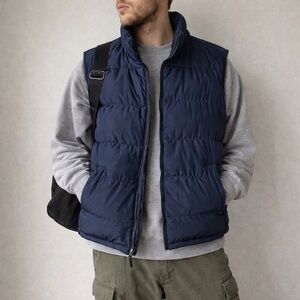 Vintage‎ Gorpcore Fisherman Puffer Vest Navy Quilted Outdoor XL